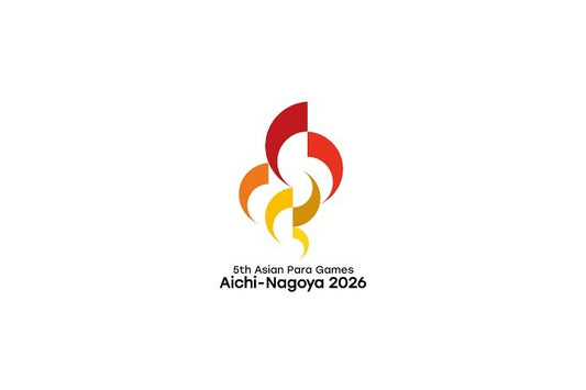 Red, orange and yellow pinwheel-style Asian Para Games logo above the text “5th Asian Para Games Aichi-Nagoya 2026”.