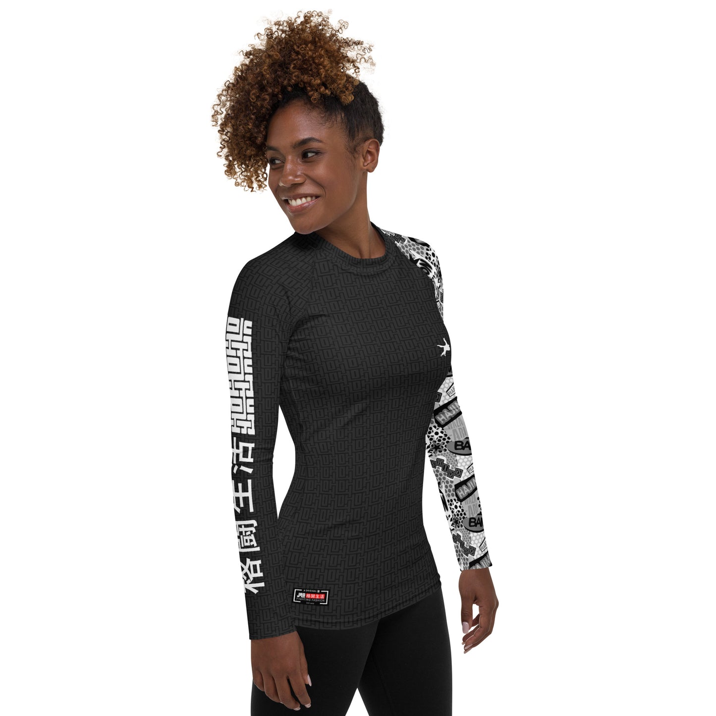 Ultimate Frauen Rash Guard 'Black and White Sleeve Kano' | JAD®