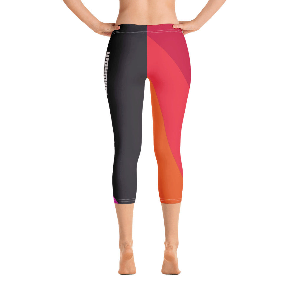 Capri Leggings "Red Retro Stripes Fighting Lifestyle"