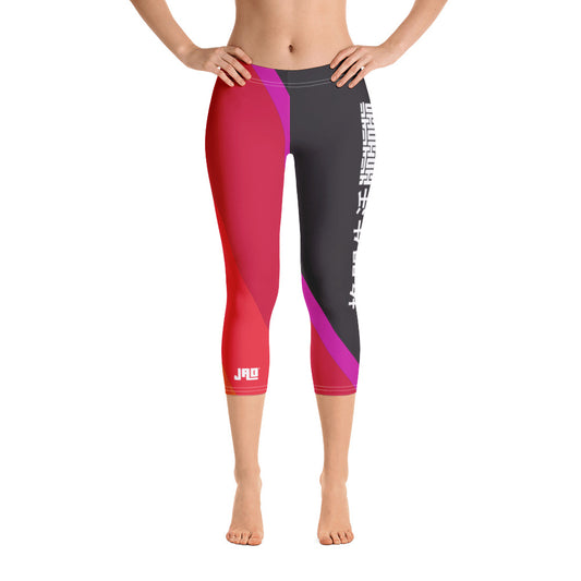 Capri Leggings "Red Retro Stripes Fighting Lifestyle"