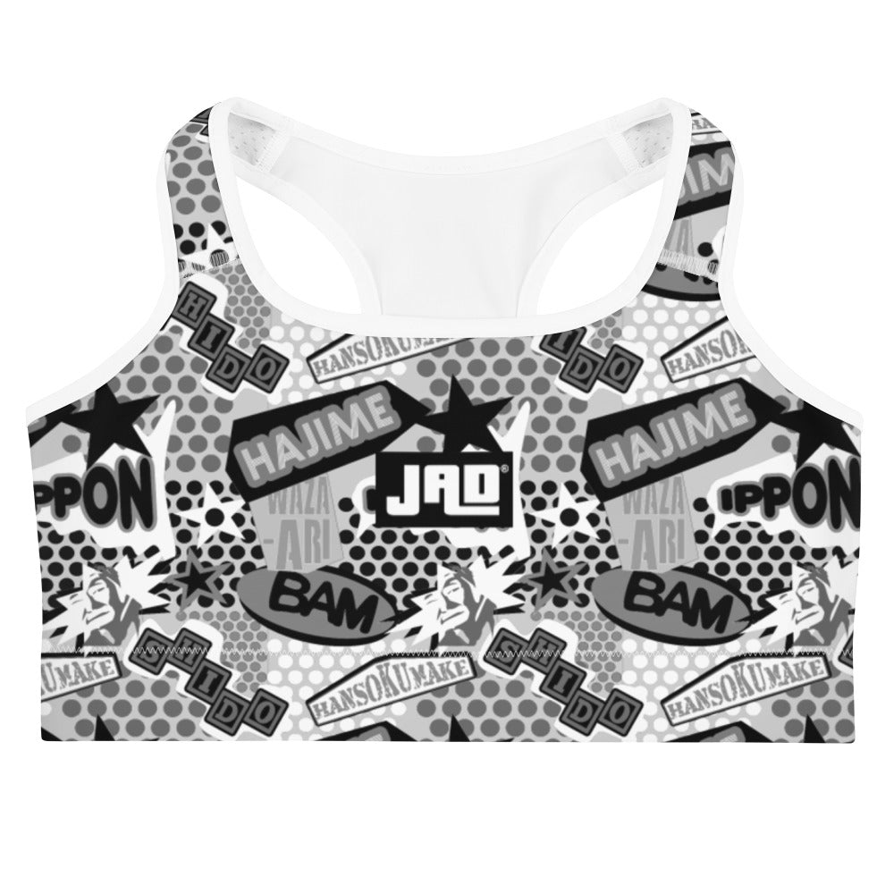 Sports bra "JAD Judo Cartoon Black & White"