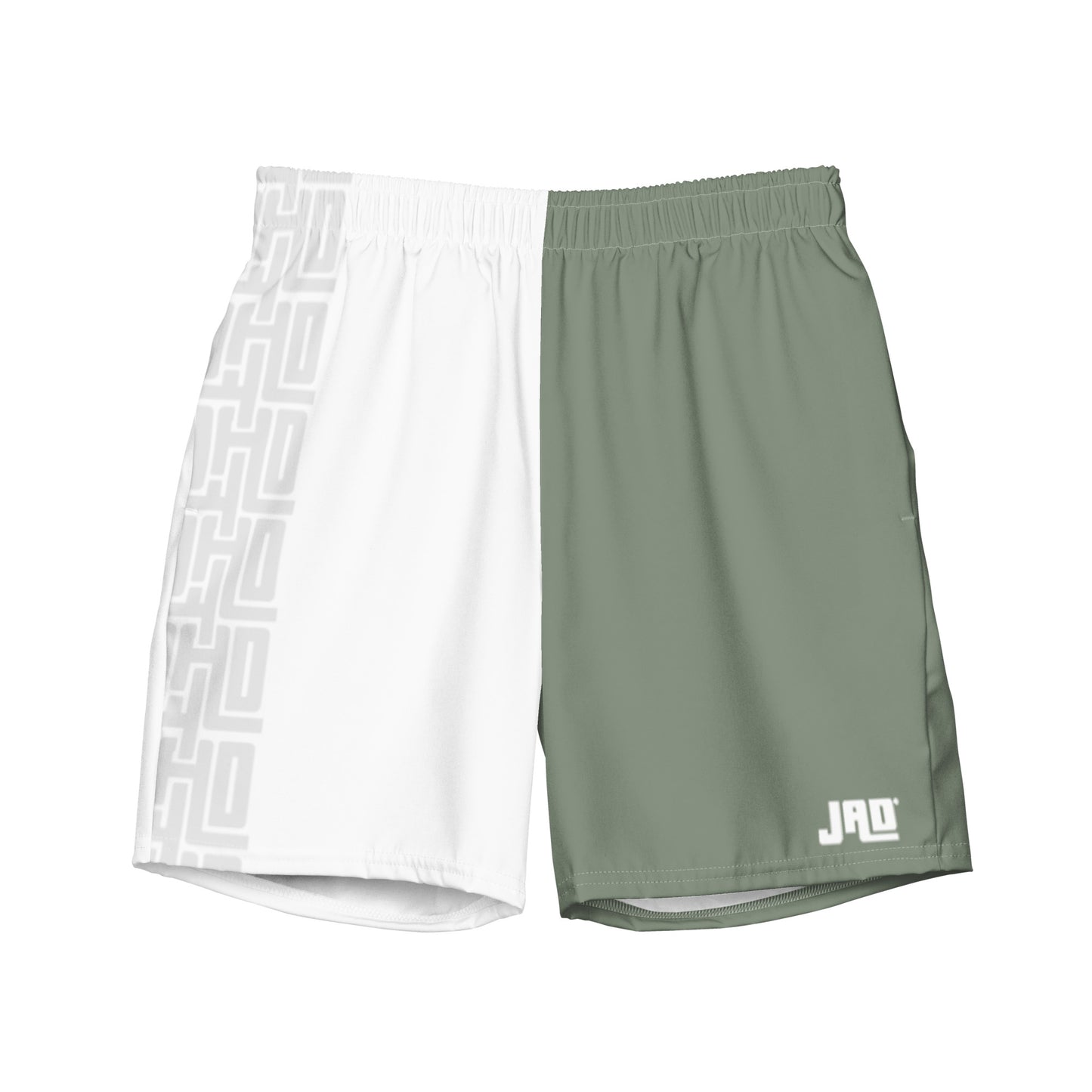 Men's Swim Trunks "JAD Pattern Olive & White"