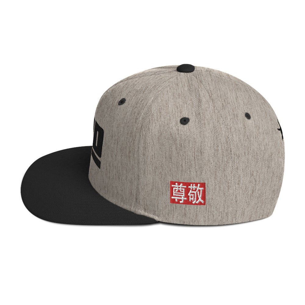 Snapback Hat "JAD Label Respect Grey" 3D Stick