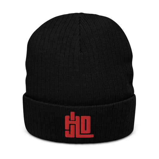 JAD Beanie Black “3D Label Classic Red"