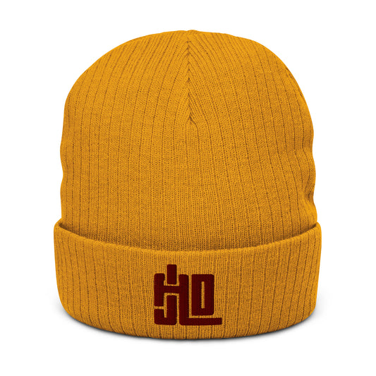 JAD Beanie Mustard “3D Label Classic Maroon"