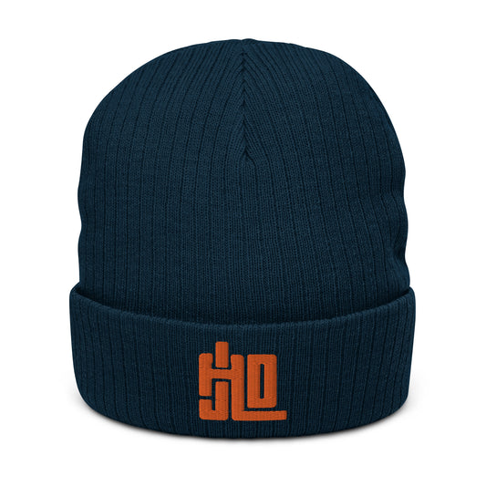 JAD Beanie Navy “3D Label Classic Orange"