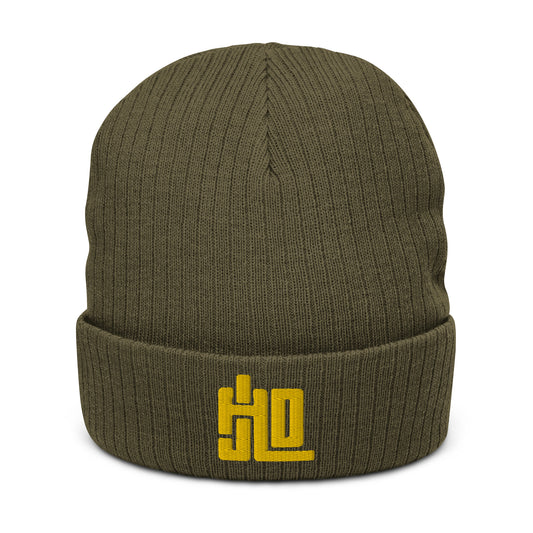 JAD Beanie Olive “3D Label Classic Yellow"