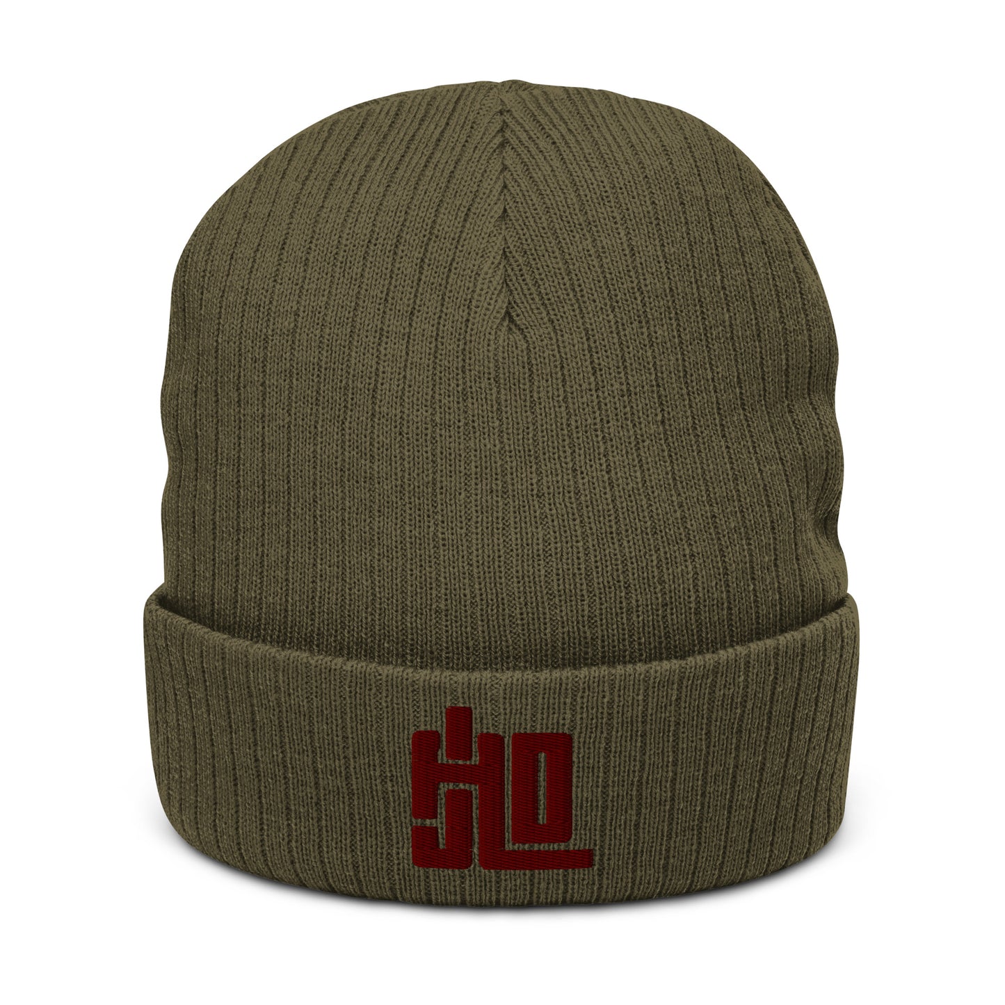 JAD Beanie Olive “3D Label Classic Maroon"